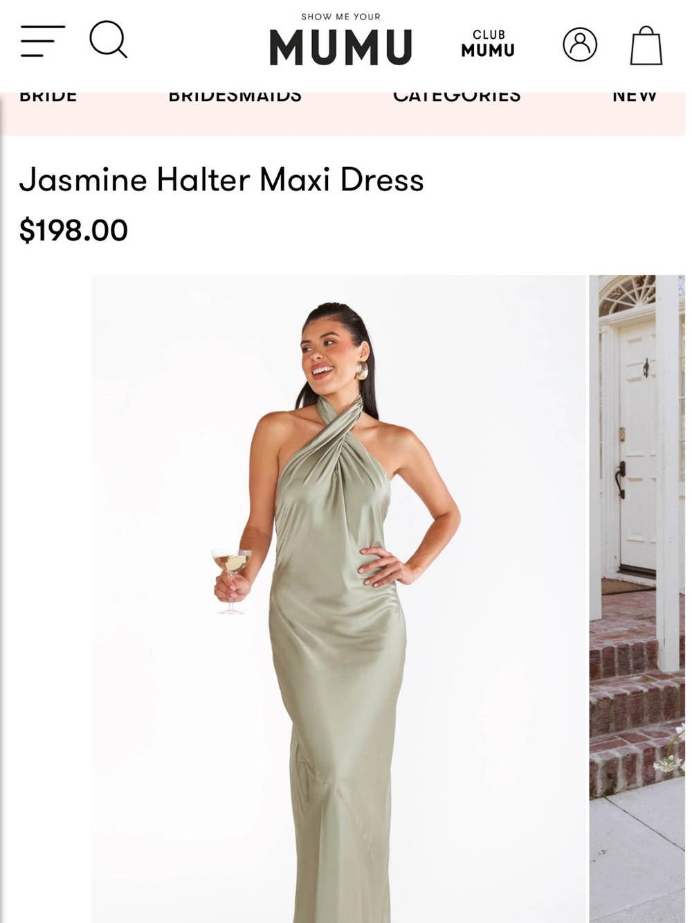 Jasmine Halter Maxi Dress — Sage Green by